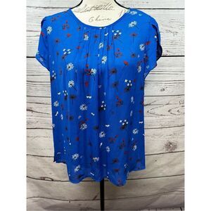 Fun2Fun Callum Tulip Sleeve Blouse Cobalt Blue Floral Dandelion FD86224-2‎ L